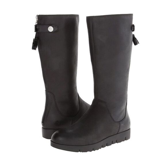 Tsubo LIKE NEW Black Leather Back Zip Mid Calf Boots Eilis Sz 6 - Picture 1 of 8